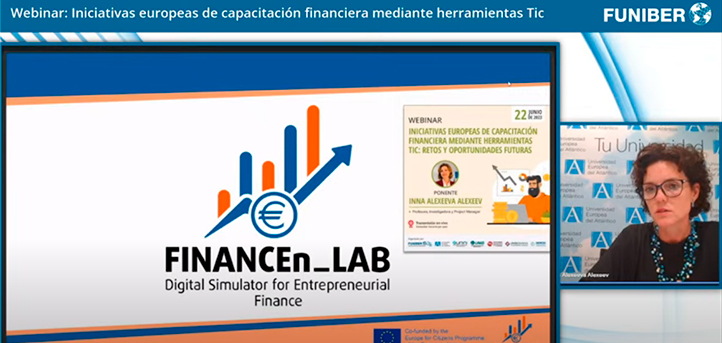La doctora de UNEATLANTICO Inna Alexeeva presenta el proyecto FINANCEn_LAB en un webinar sobre iniciativas europeas de capacitación financiera