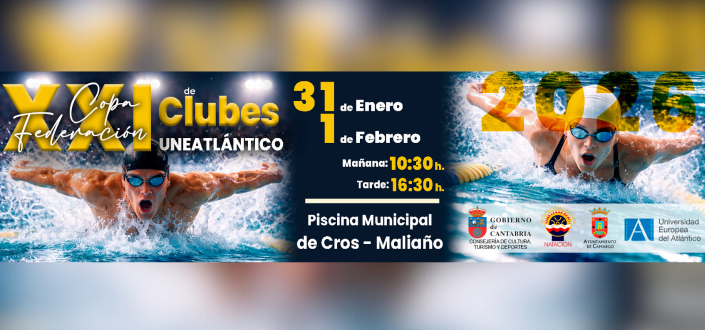 UNEATLANTICO y la Federación Cántabra de Natación colaboran en la XXI Copa Federación de Clubes