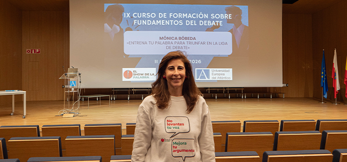 Mónica Bóbeda, creadora de “El Show de la Palabra” , ponente del IX curso de oratoria de UNEATLANTICO